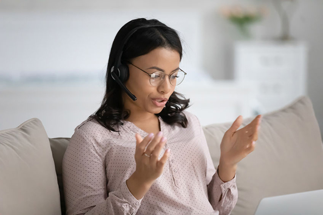 Counsellor speaking on the phone